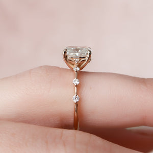 The Penelope Set With A 2.5 Carat Elongated Cushion Lab Diamond