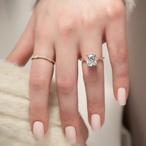 The Penelope Set With A 2.5 Carat Elongated Cushion Lab Diamond