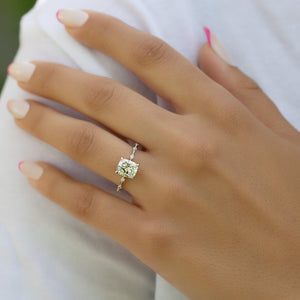 The Penelope Set With A 2 Carat Elongated Cushion Lab Diamond