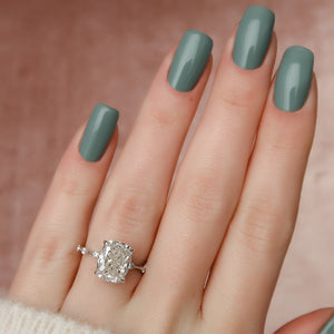The Penelope Set With A 2 Carat Elongated Cushion Lab Diamond