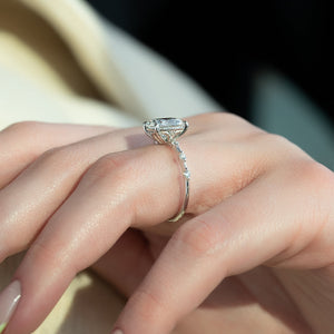 The Penelope Set With A 2 Carat Elongated Cushion Lab Diamond