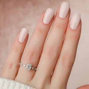 The Penelope Set With A 2 Carat Elongated Cushion Lab Diamond