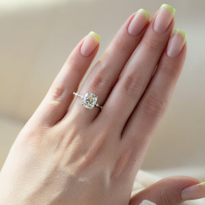 The Penelope Set With A 2 Carat Elongated Cushion Lab Diamond