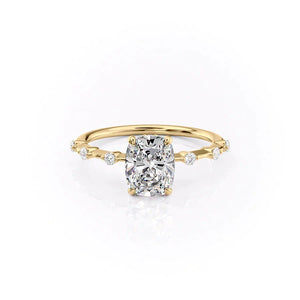 The Penelope Set With A 1.5 Carat Elongated Cushion Lab Diamond