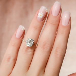 The Penelope Set With A 1 Carat Elongated Cushion Lab Diamond
