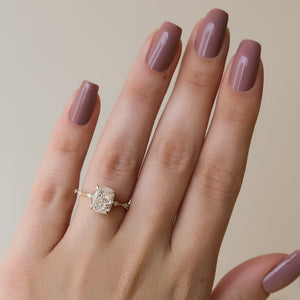 The Penelope Set With A 1 Carat Elongated Cushion Lab Diamond