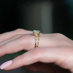 The Penelope Set With A 1 Carat Elongated Cushion Lab Diamond