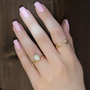 The Penelope Set With A 1 Carat Elongated Cushion Lab Diamond