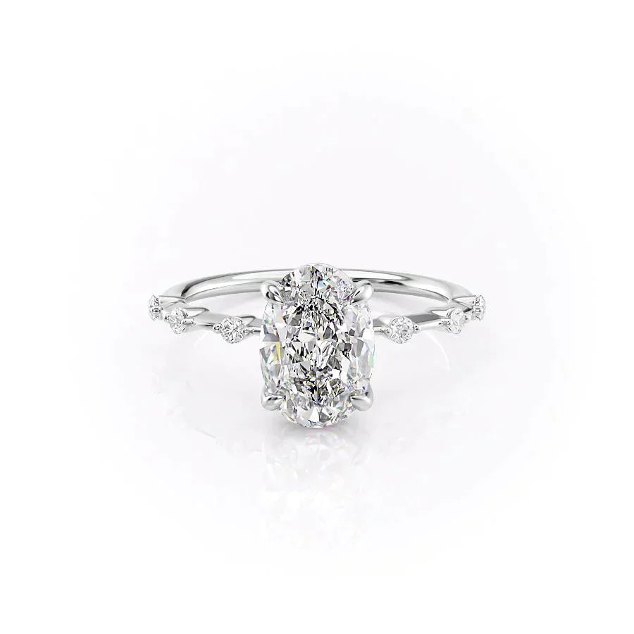 The Penelope Set With A 1 Carat Oval Lab Diamond