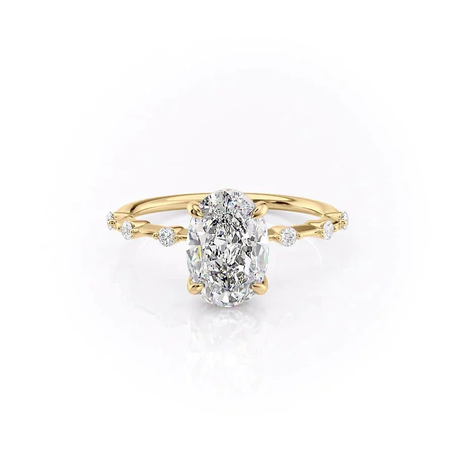 The Penelope Set With A 1 Carat Oval Lab Diamond