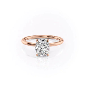 The Nelly Set With A 3.5 Carat Elongated Cushion Moissanite