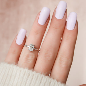 The Nelly Set With A 1.5 Carat Elongated Cushion Lab Diamond