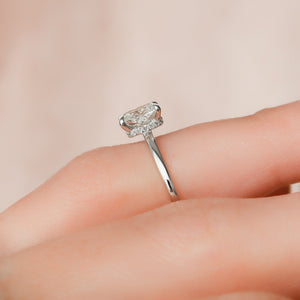 The Nelly Set With A 1.5 Carat Elongated Cushion Lab Diamond