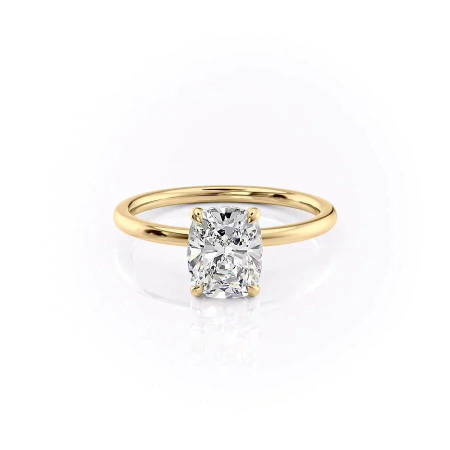 The Nelly Set With A 4.5 Carat Elongated Cushion Moissanite