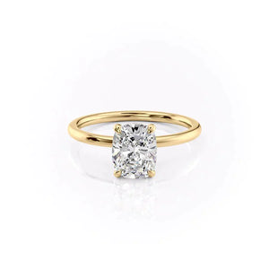 The Nelly Set With A 2.5 Carat Elongated Cushion Lab Diamond