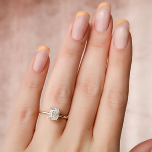 The Nelly Set With A 3 Carat Elongated Cushion Lab Diamond