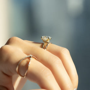 The Nelly Set With A 3 Carat Elongated Cushion Lab Diamond
