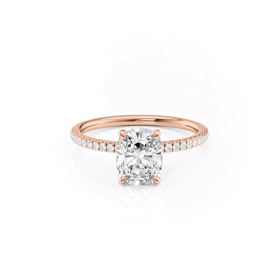 The Pave Nelly Set With A 1 Carat Elongated Cushion Lab Diamond