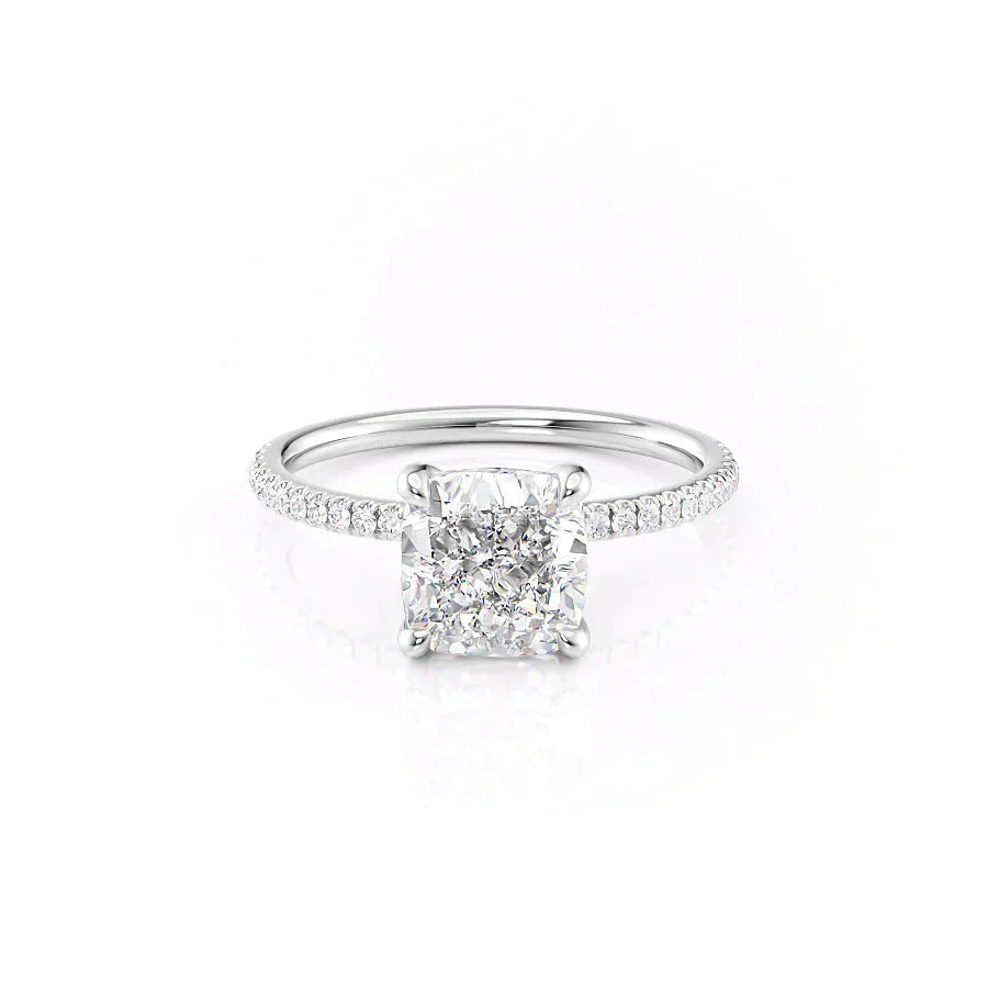 The Pave Nelly Set With A 3.5 Carat Cushion Moissanite