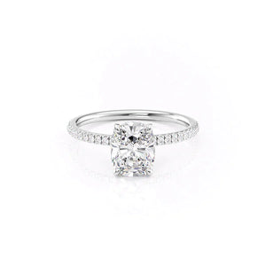 The Pave Nelly Set With A 3.5 Carat Elongated Cushion Moissanite