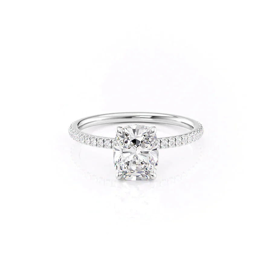 The Pave Nelly Set With A 3 Carat Elongated Cushion Lab Diamond