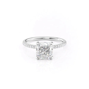 The Pave Nelly Set With A 2.5 Carat Cushion Lab Diamond