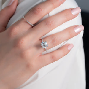 The Pave Nelly Set With A 1.5 Carat Cushion Lab Diamond