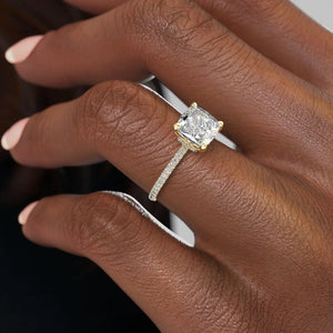 The Pave Nelly Set With A 1 Carat Cushion Lab Diamond