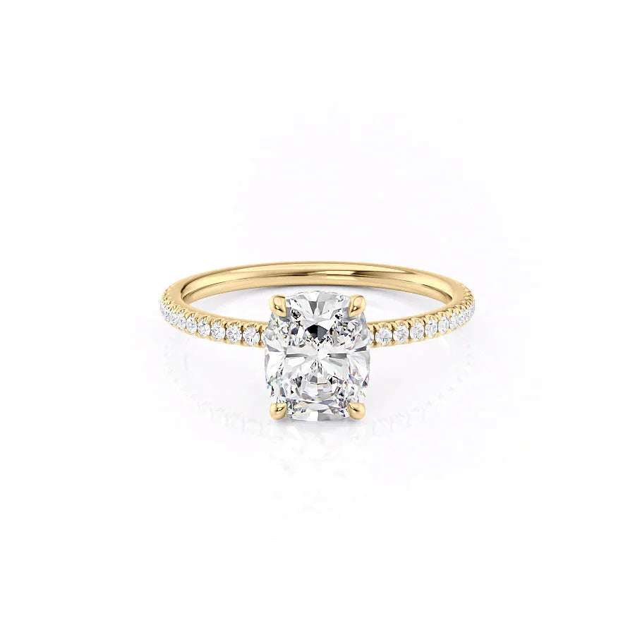 The Pave Nelly Set With A 3 Carat Elongated Cushion Lab Diamond