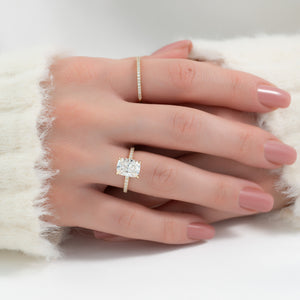 The Nelly Set With A 2.5 Carat Elongated Cushion Moissanite