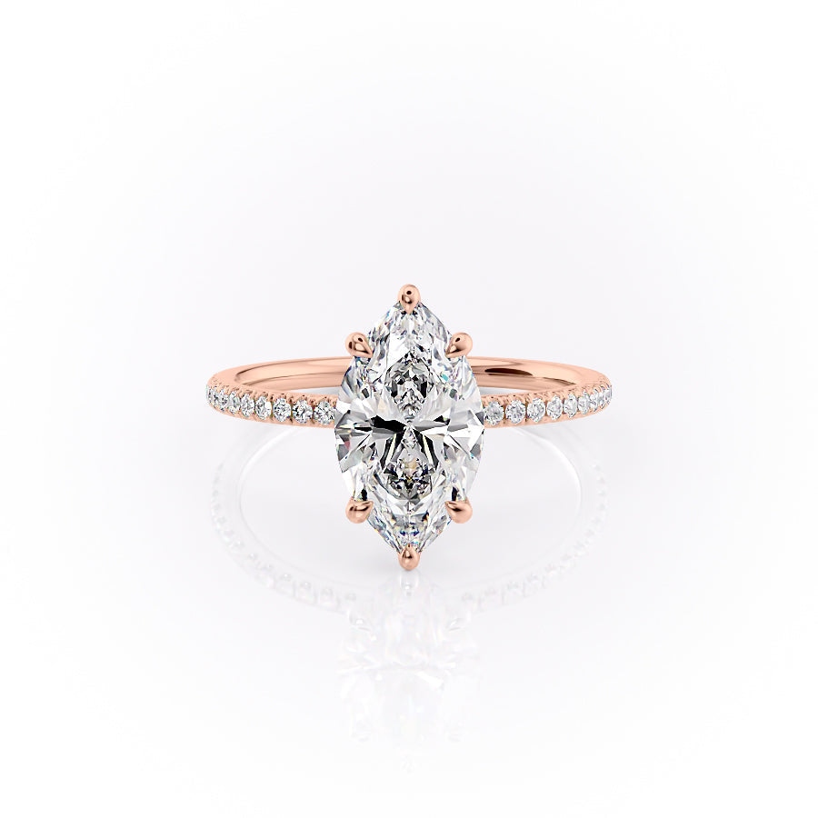The Pave Nelly Set With A 1.5 Carat Marquise Lab Diamond