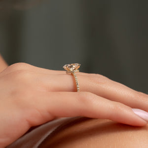 The Pave Nelly Set With A Oval Moissanite