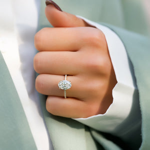 The Pave Nelly Set With A Oval Moissanite