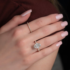 The Pave Nelly Set With A Oval Moissanite