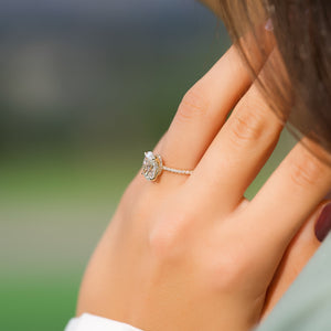 The Pave Nelly Set With A Oval Moissanite