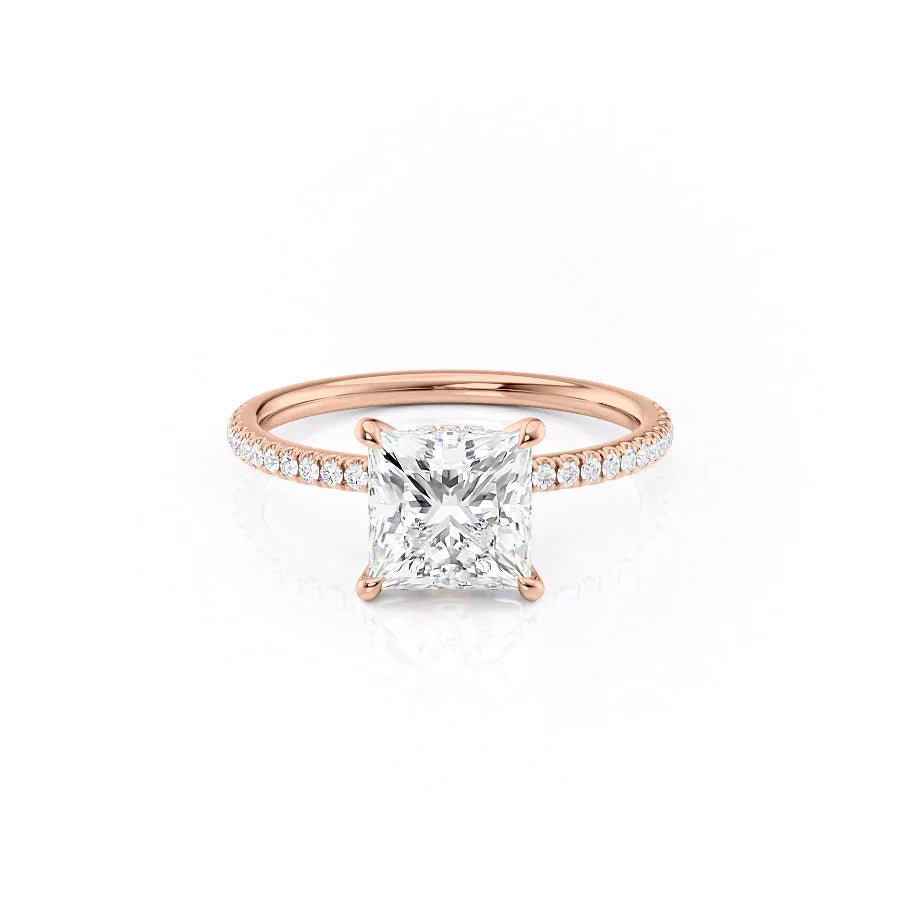 The Pave Nelly Set With A 1.5 Carat Princess Moissanite