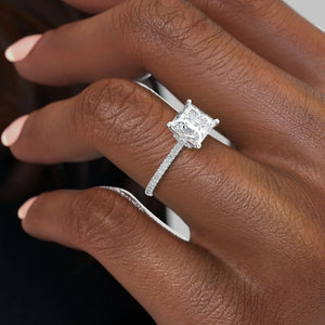 The Pave Nelly Set With A 2.5 Carat Princess Moissanite