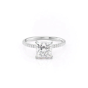 The Pave Nelly Set With A 1.5 Carat Princess Moissanite
