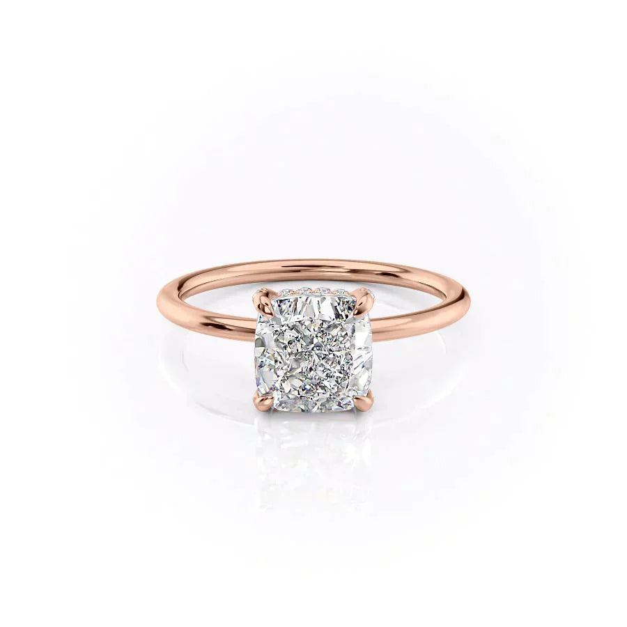 The Crown Kamellie Set With A 1.5 Carat Cushion Moissanite