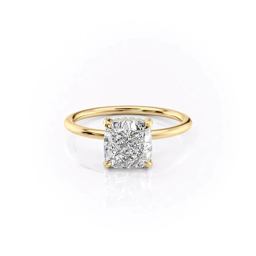 The Crown Kamellie Set With A 1.5 Carat Cushion Moissanite