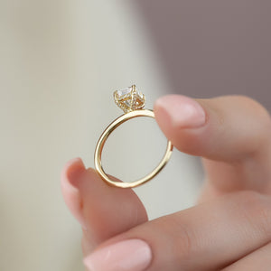 The Crown Kamellie Set With A Cushion Moissanite