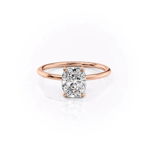 The Crown Kamellie Set With A 4.5 Carat Elongated Cushion Moissanite