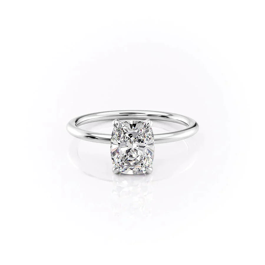 The Crown Kamellie Set With A 4.5 Carat Elongated Cushion Moissanite