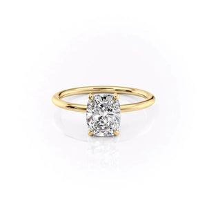 The Crown Kamellie Set With A 1.5 Carat Elongated Cushion Moissanite
