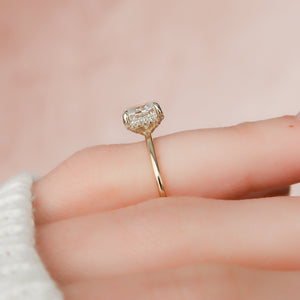 The Crown Kamellie Set With A 3 Carat Elongated Cushion Lab Diamond