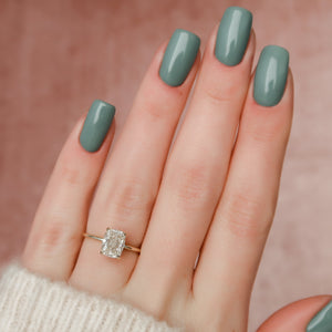 The Crown Kamellie Set With A 3 Carat Elongated Cushion Lab Diamond
