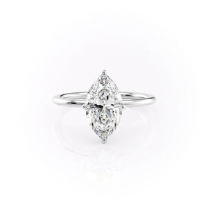 The Crown Kamellie Set With A 2.5 Carat Marquise Moissanite