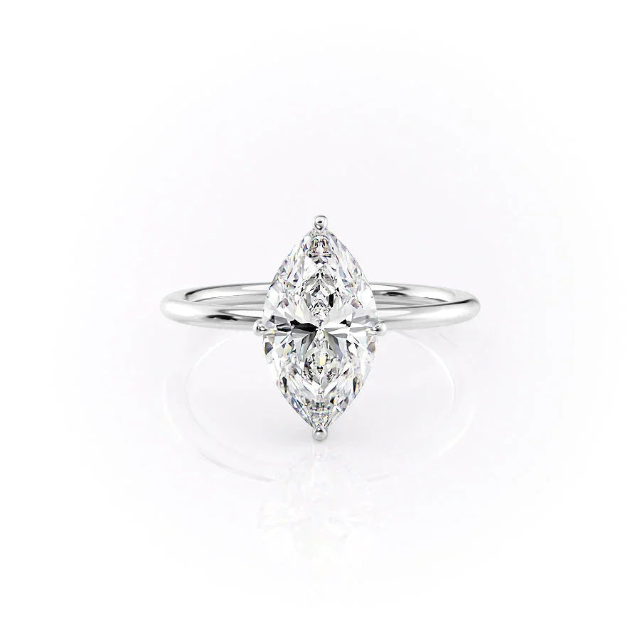 The Crown Kamellie Set With A 3.5 Carat Marquise Moissanite