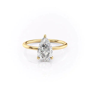 The Crown Kamellie Set With A 3 Carat Pear Lab Diamond