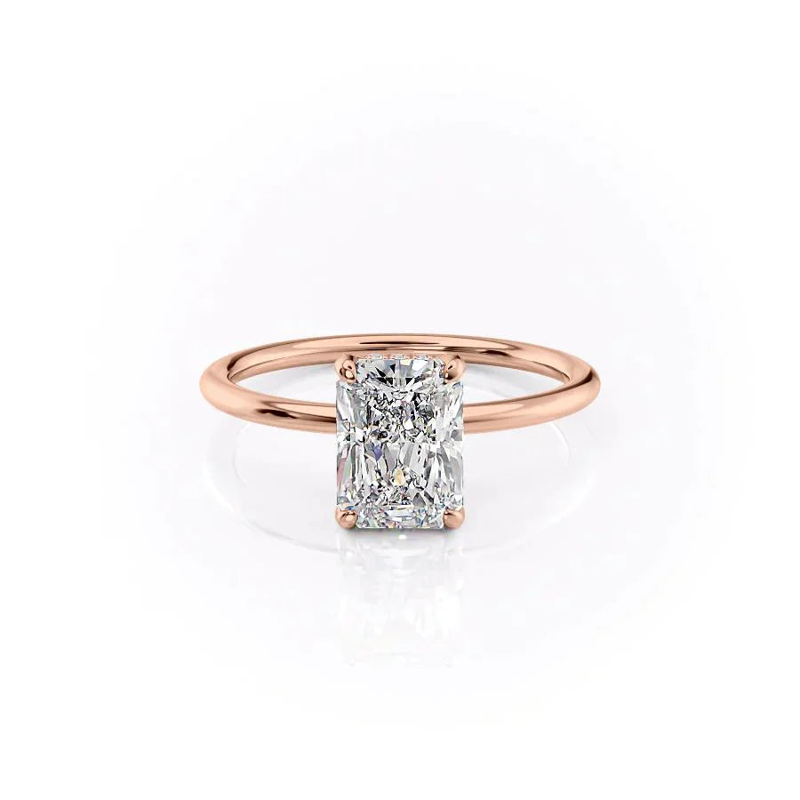The Crown Kamellie Set With A 1.5 Carat Radiant Moissanite